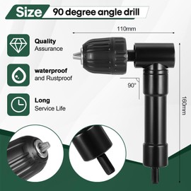 HSEAMALL Right Angle Drill Attachment,0.8-10mm Right Angle Bend Extension 90 Degree Cordless Drill Attachment Adapter 8mm Hex Shank for Tight Corner Workspace