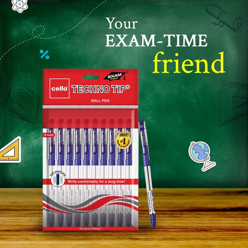 Cello Pin Point - XS Ball Point Pen (10Pcs) (Red)