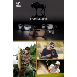 ZECK メンズサングラス アジアンフィット 大きめ BISON バイソン ライトカラー ケース＆マイクロバック・交換レンズ付き UVカット 紫外線対策 撥水コーティング