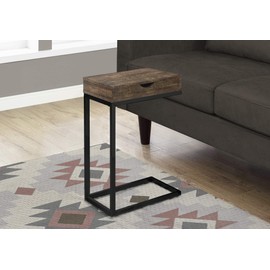 Monarch Specialties BROWN RECLAIMED WOOD-LOOK/BLACK/DRAWER ACCENT, END, SNACK TABLE
