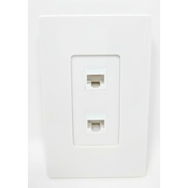 RiteAV - 2 Port Cat5e Ethernet Wall Plate Screwless Decorative - White