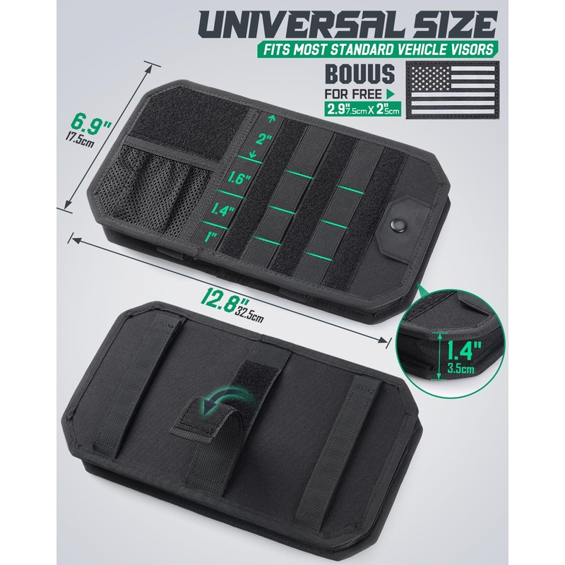 LIVANS Tactical Car Sun Visor Organizer, Auto Accessories Semi-Rigid Molle