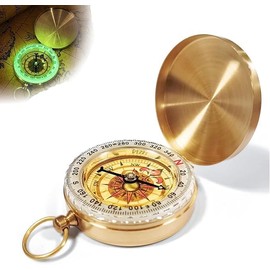 Fokroin Compass Outdoor Navigation, Compass Hiking Luminous Waterproof Compass, Compass Children, Portable Brass Compass, for Camping, Hiking, Hunting and Outdoor Activities