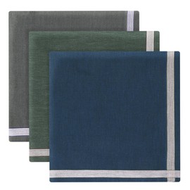 Cotton Handkerchiefs for Men - 17x17 Inch Large Mens Hankies, 3/6Pcs Army Green/Navy Blue/Charcoal with White Stripes
