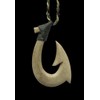 Aged Bone Stylized Maori Hawaiian Fish Hook Necklace - Med/Large