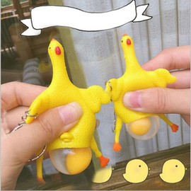 Keychain Stress Relief Toy Squeeze Toy Chicken Toy Decompression Gift Bright Color Cute Funny Toy