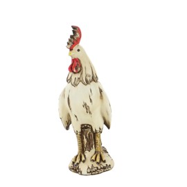 Deco 79 Polystone Rooster Decorative Garden Sculpture Indoor Outdoor Garden Statue, Outdoor Sculpture 10" x 6" x 15", White