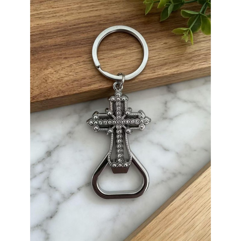12 Pcs Portable Beer Bottle Opener Keychain, Cross Keychains With