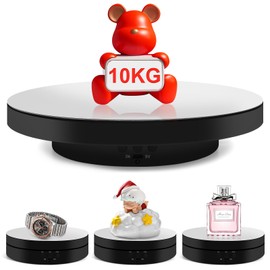 YGVQN Electric Rotating Photo Stand Electric Dial Table Top 23cm 360 Degree Rotating Table for Jewelry and Watches, Black