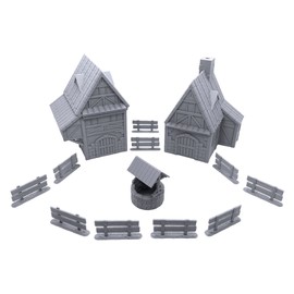 EnderToys Village Bundle, Terrain Scenery for Tabletop 28mm Miniatures Wargame, 3D Printed and Paintable