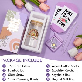 Grandma Gifts Nana Mothers Day Gifts for Grandma from Granddaughter Grandchildren Grandkids, Best Nana Gifts Basket Grandma Birthday Gifts for Gigi Grandmother, New Grandma Gifts w/ 16Oz Can Glass Cup