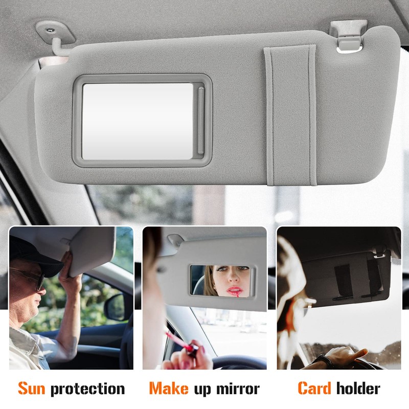 Sun Visor for 2007-2011 Toyota Camry Without Sunroof, Left Driver