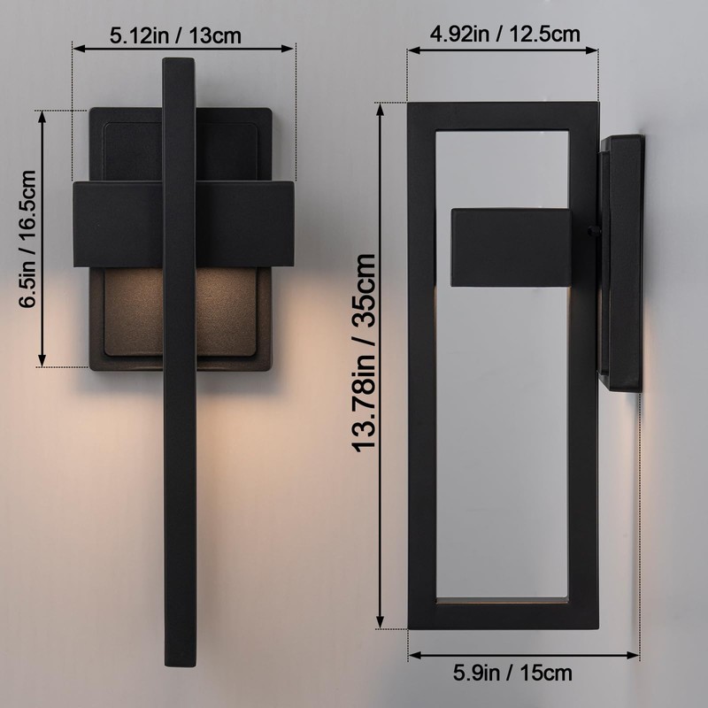 Easyusahome 2-Pack Modern Outdoor Wall Lights, 15W LED Exterior Lighting