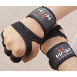 HMH Sports Gym Gloves Weight lifting Gloves for Men Women Wrist Support Padded Extra Grip Palm Protection Exercise Fitness Workout Gloves, Hanging, Pull ups, Breathable (L, With Wrist Band)