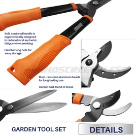 iGarden 3 Piece Combo Garden Tool Set with Lopper, Hedge Shears and Pruner Shears, Tree & Shrub Care Kit