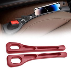 Aufondof 2 Pack Car Seat Gap Filler with Storage Organizer, Leather Car Filler Universal Fit for Cars SUV Truck,Easy to Install, Red (Red)