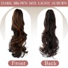 FELENDY Ponytail Extension Claw 18" Dark Brown Mix Light Auburn