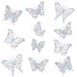 GoldRock Butterfly Prism Window Stickers, Bird Protection, Pack of 14 Bird Protection for Glass Panes, Suncatcher Sticker, Rainbow Window Sticker Film Against Bird Strike, Bird Protection Sticker
