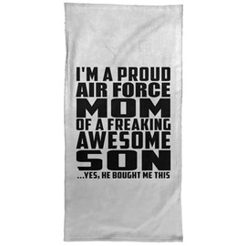 Designsify Gifts, Proud Air Force Mom of Awesome Son, Hand Towel 15x30 inch Soft Tea Dish Cloth for Kitchen Bath, for Birthday Anniversary Mom Dad Parents Fathers Mothers Day Party, to Men Women Him