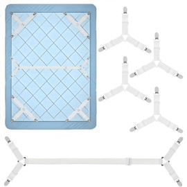 XHTXHT 5 Stück Bettlakenspanner Verstellbar mit Metallclips,lakenspanner, Dreieckiger und Y mit spanngurte für bettlaken,Verstellbare Spannbettlakenhalter für Matratzen,Sofas & Bügelbrett(weiß)