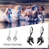 Horse Earrings 925 Sterling Silver Origami Black Horse Dangle Drop