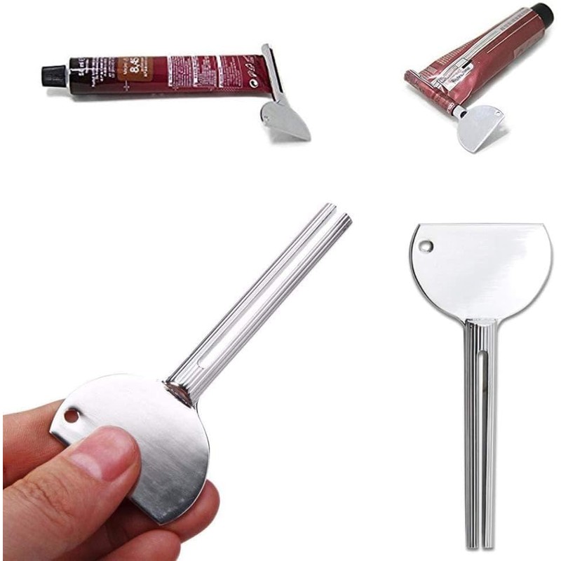 2Pcs Silver Stainless Steels Metal Tube Squeezer Keys Salon Toothpaste