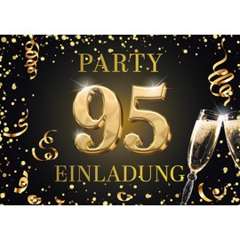 Edition Colibri 95th Birthday Invitation Cards Pack of 10 A6 Card Set Invitations for Writing on Party Black Gold (11185 DE)