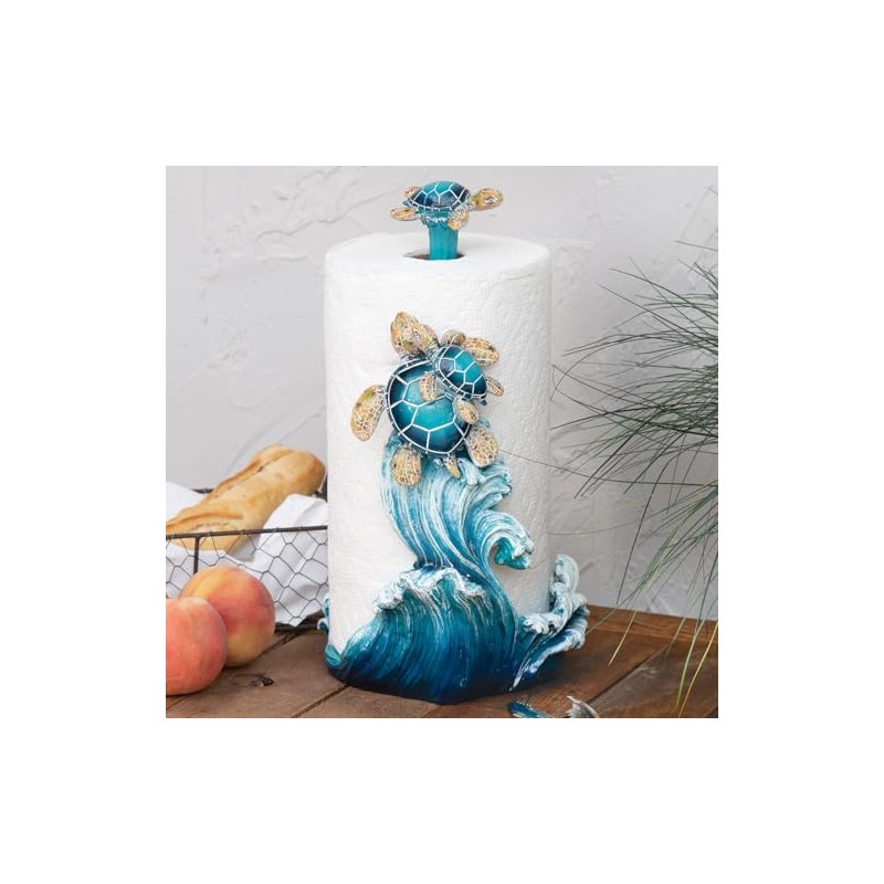 Blue Sea Turtles Paper Towel Holder - Coastal Beach Kitchen