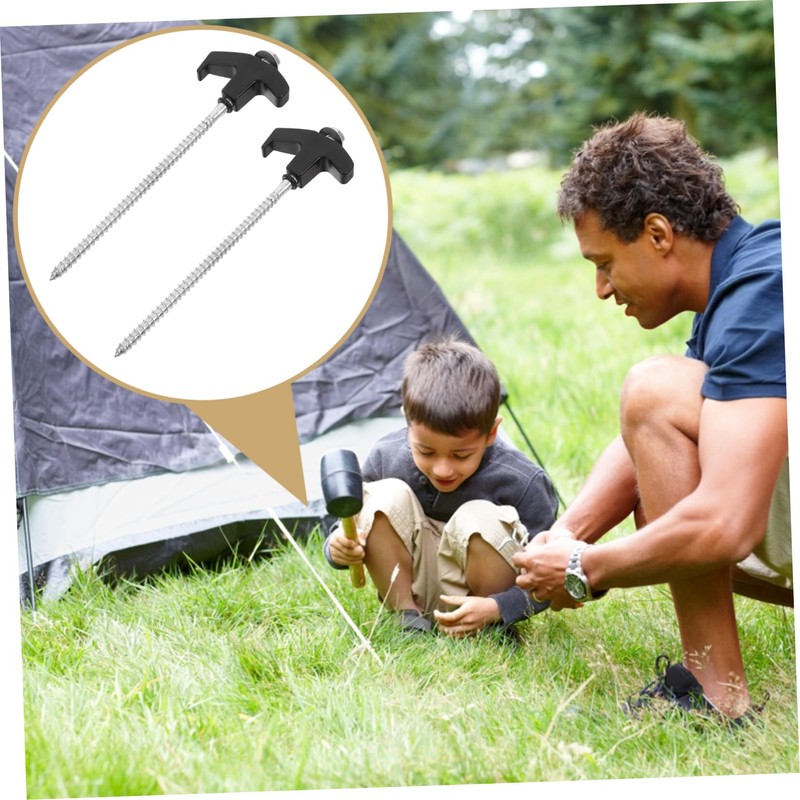 CAXUSD 4pcs Portable Tent Pegs Rotating Heads Heavy Duty Ground