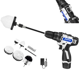 1500mah Drill Bit with Brush Attachment for Cleaning,5 Pieces Drill Brush Set Cleaning Tools, Car Drill Brushes Detailing with Scrubs,Power Scrubber Kit for Kitchen,Bathroom,Shower,Bathtub