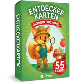 LIKARTO Children's Outdoor Explorer Cards - 55 Playing Cards Treasure Hunt & Discover Nature - Search Game from 4 Years - Educational & Outdoor Game - Gift for Girls & Boys