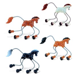 CoTa Global Horse Refrigerator Springy Magnets Set of 4 - Assorted Color Fun Cute Wild Animal Springy Magnets For Kitchen Fridge, Locker, Home Decor & Cool Office Decorative Novelty Accessory - 4 Pack