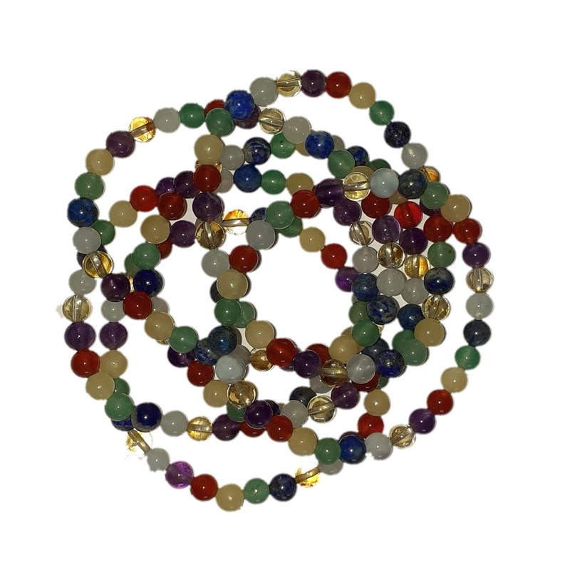 Chakra Armband, Echtes Edelstein Schmuck Armband, 6 mm Chakra Kugelarmband