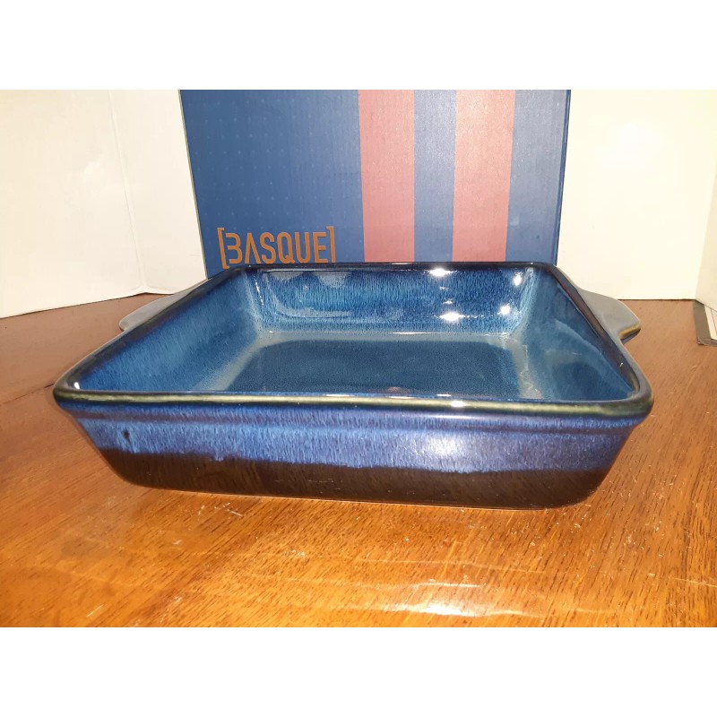 Basque Ceramique Andalusian Stoneware 10" SqBlue LOAF OVEN & Dishwasher