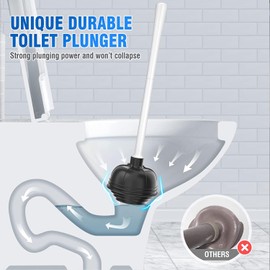 uptronic Toilet Plunger with Holder, Unique Plunger with All-Angle Design, Plungers for Bathroom with Holder, Heavy Duty Toilet Plunger for 5.7-inch Toilet Drain Bathroom Cleaning