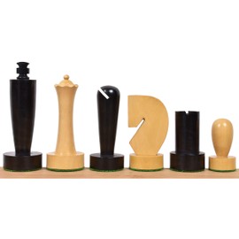 RoyalChessMall-3.9" Berliner Modern Minimalist Chess Pieces Only Set- Weighted Ebonised Boxwood