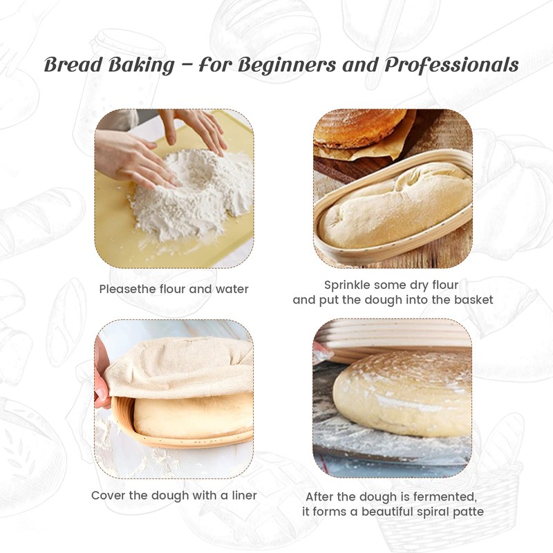 Joyyy Sourdough Bread Proofing Baskets with Liner, Dough Rising Ratten