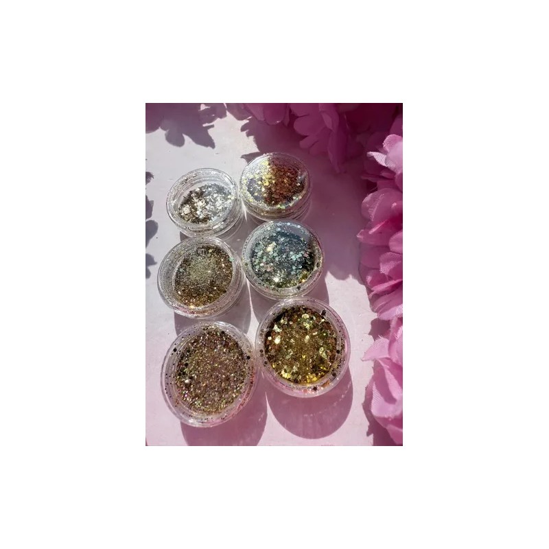 Brillo Luminoso Lentejuela Uñas, Cuerpo, Ojos, Cabello 6pz