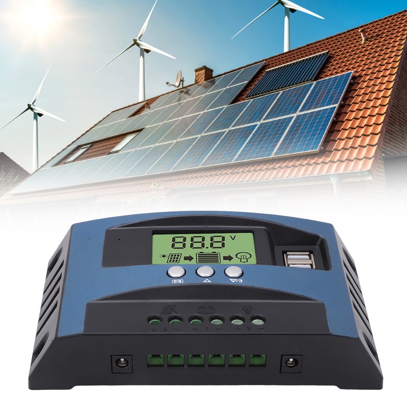 Solar Charge Controller 12V 24V Intelligent Identification MPPT Charging LCD