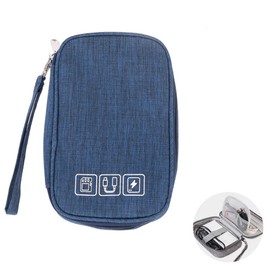 Cable Organiser Bag, Mini Electronic Case, Electronic Bag Organiser Universal Travel Cable Electronics Accessories Bag Travel Organiser Case for Cables, Hard Drives, Multifunctional (Navy Blue), navy,