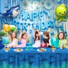 4Pcs Shark Tablecloth Ocean Theme Birthday Table Cover Sea Animal