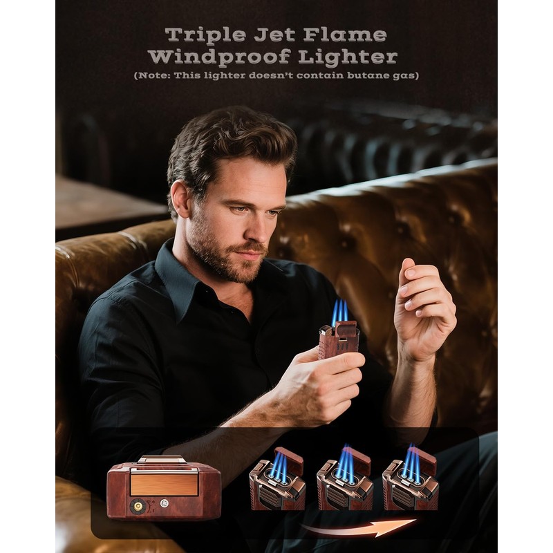 5-in-1 Torch Lighter with Cutter, Punch, Holder and Draw Enhancer