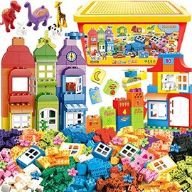 Liberty Imports Bloques de construcción grandes de 166 piezas con caja organizadora de almacenamiento, juego de ladrillos grandes, juego de juguetes d