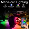 icicar 10 Pods Aluminum LED Rock Lights, APP Control Dual