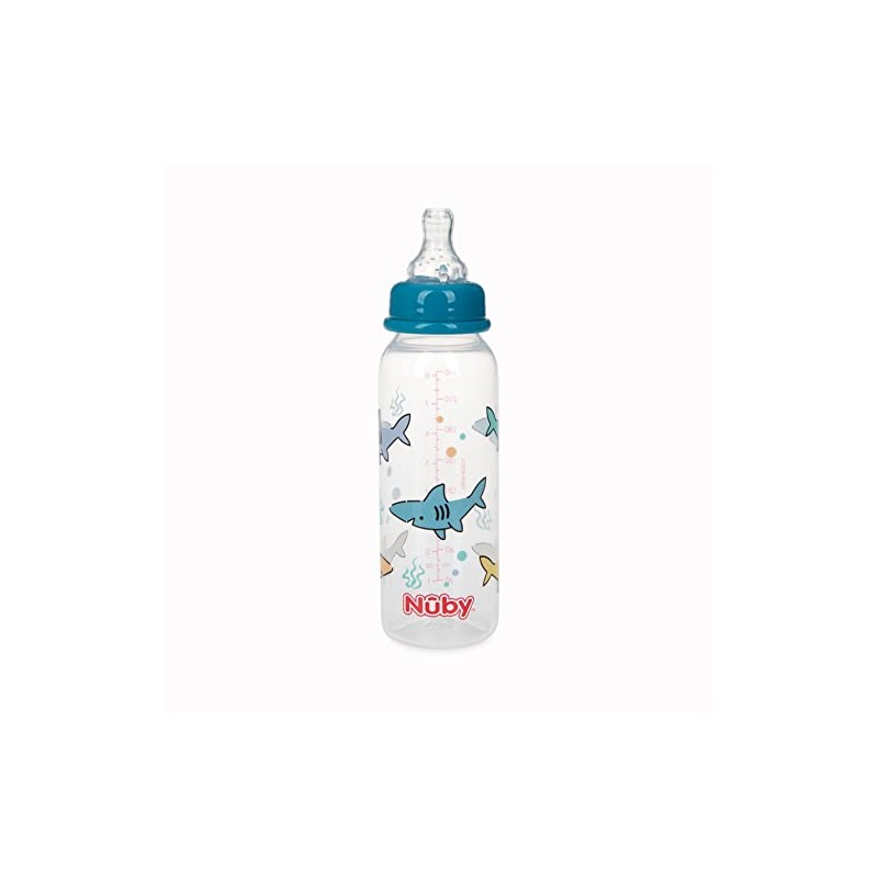 Nuby Printed Non-Drip Bottle, 8 Ounce, Colors May Vary