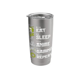 Eat Sleep Anime Gaming Repeat 食べる 寝る アニメ ゲーム 繰り返す Otaku Stainless Steel Insulated Tumbler