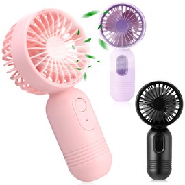 Rossesay Mini Portable Fan Bulk Cute Handheld Lightweight Small Little Personal Hand Eyelash Fan 3 Speed USB Rechargeable for Women Men Indoor Outdoor Makeup Travel Camping(Black, Pink, Purple, 3 Pcs)
