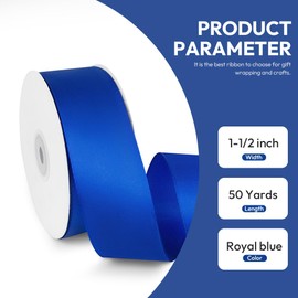 Quhora 1-1/2" x 50 Yards Satin Ribbon - Roya Blue Silk Ribbon with Spool - Ideal for Gift Wrapping, Floral Bouquets, Crafts, Wedding Party Decorations, Christmas and Sewing Projects