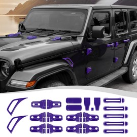 SQQP 22PCS Full Set Exterior Decoration Trim Kit Fit for 2018-2025 Jeep Wrangler JL JLU 2/4 Doors, Door Hood Engine Hinge Covers Door Handle Side Vent Tailgate Window Hinge Cover(Purple)