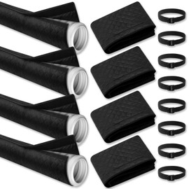 Outus 4 Pcs Air Conditioner Hose Cover Wrap Ac Hose Cover Insulated Cover Ac Hose Duct Vent Cover Sleeve for 5" & 5.9" Diameter Ac Exhaust Hoses Tube for Heat Reduction(Black,Hook and Loop Style)